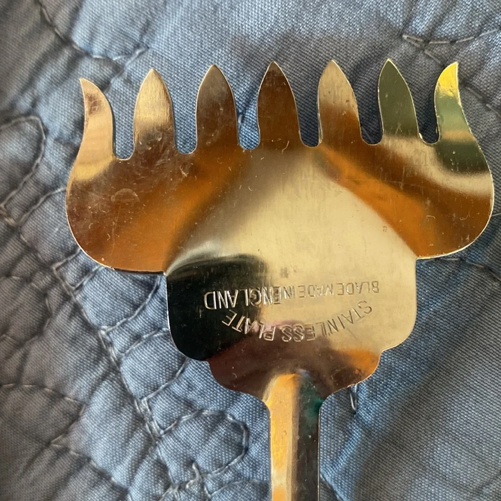 Vintage Sheffield Made In England Gold Trim Porcelain Handle Hostess Serving Set